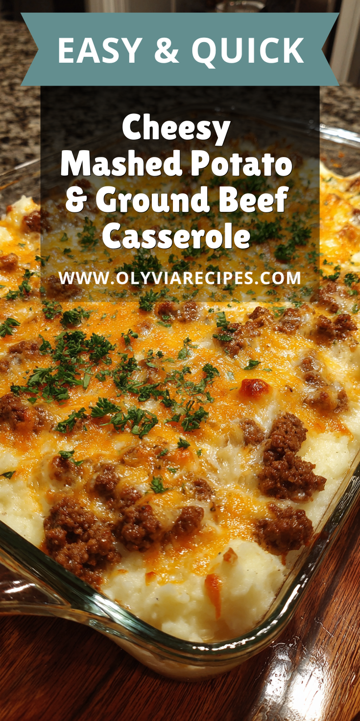 Cheesy Mashed Potato & Ground Beef Casserole served warm with cozy spices