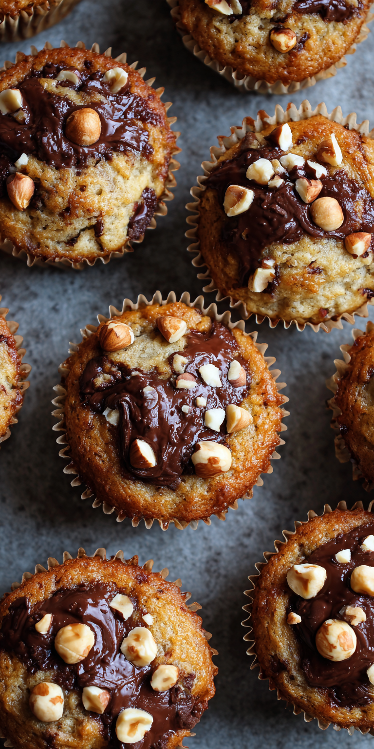 Chocolate Hazelnut Banana Muffins served warm with cozy spices