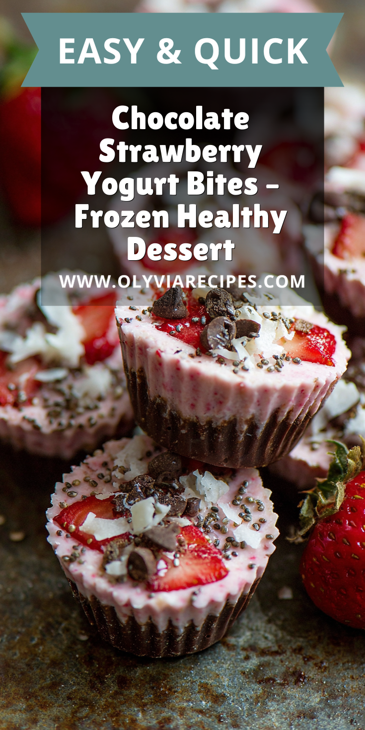 Chocolate Strawberry Yogurt Bites – Frozen Healthy Dessert served warm with cozy spices