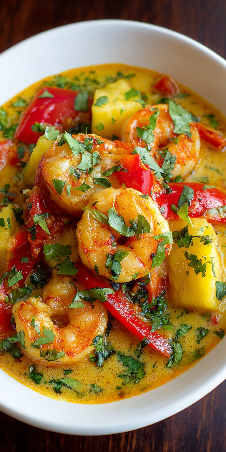 Coconut Curry Shrimp Scampi – Tropical Island Flavors served warm with cozy spices