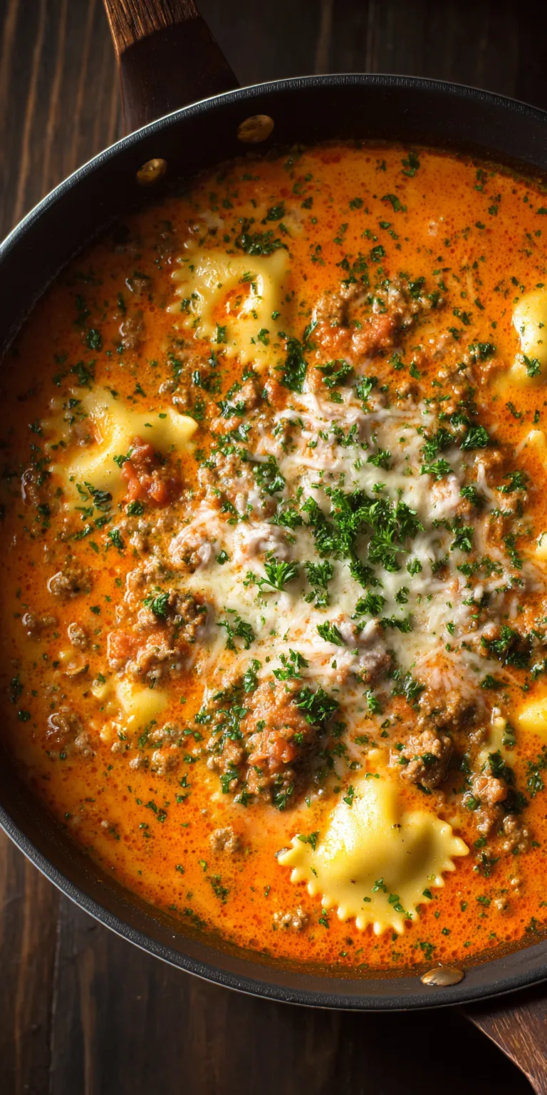Creamy Beef Lasagna Soup served warm with cozy spices