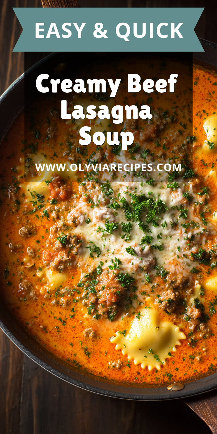 Creamy Beef Lasagna Soup served warm with cozy spices