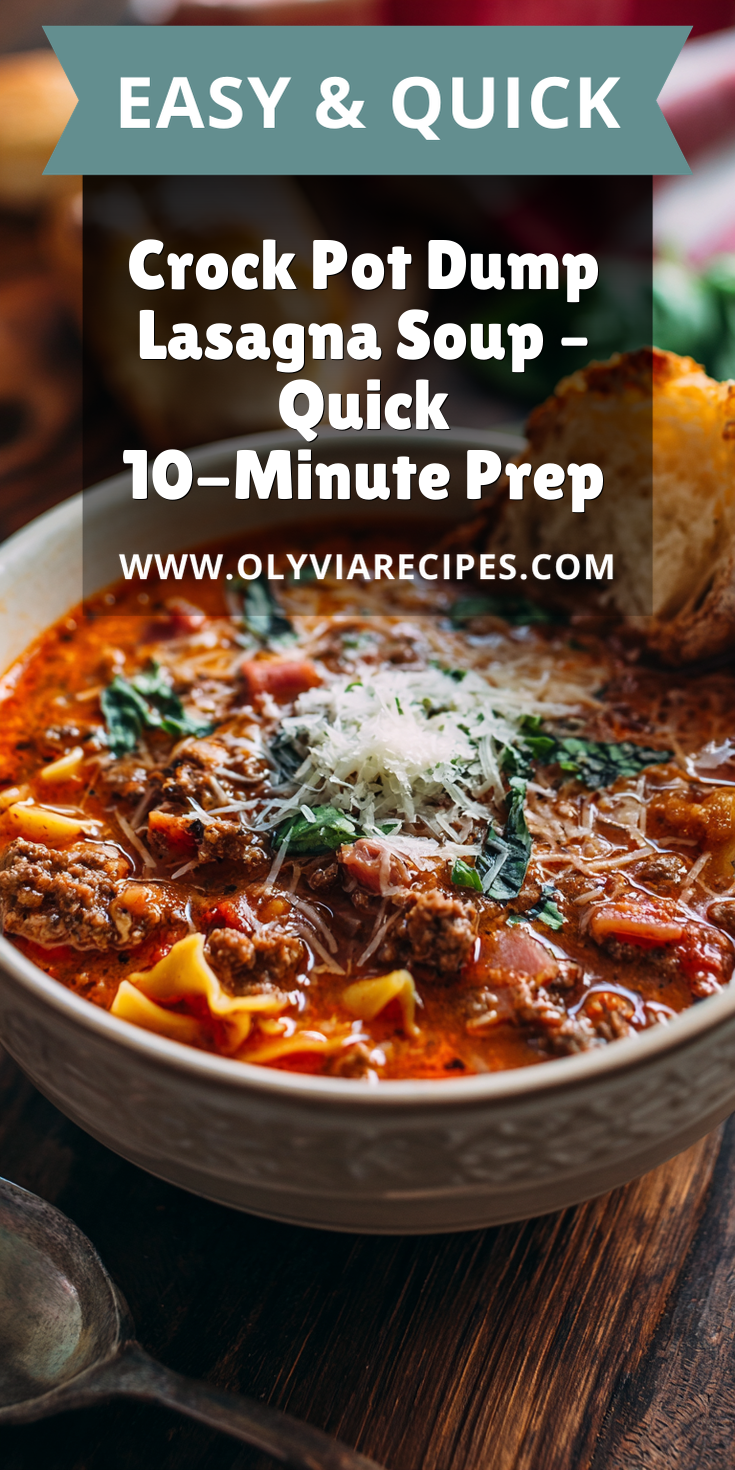 Crock Pot Dump Lasagna Soup – Quick 10-Minute Prep served warm with cozy spices