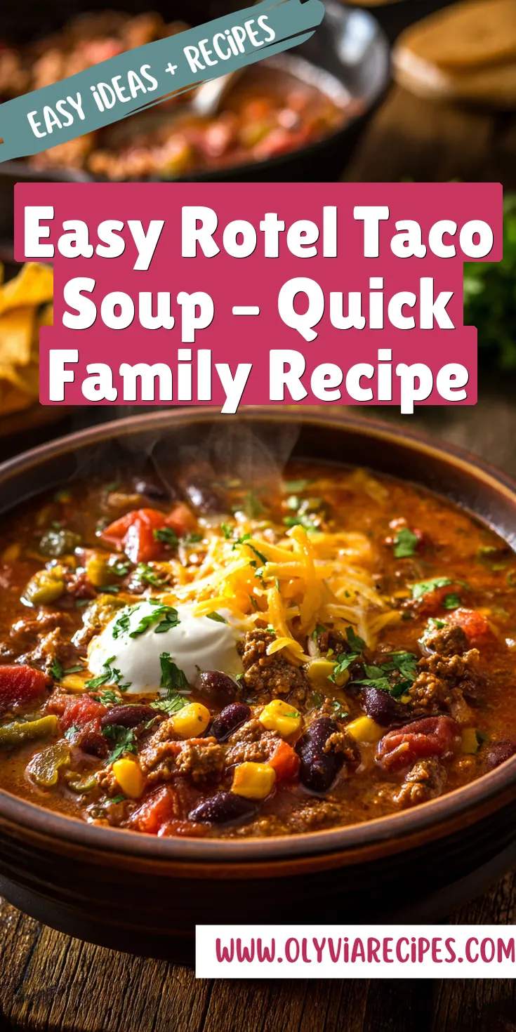A hearty bowl of Easy Rotel Taco Soup with vibrant flavors and comforting warmth