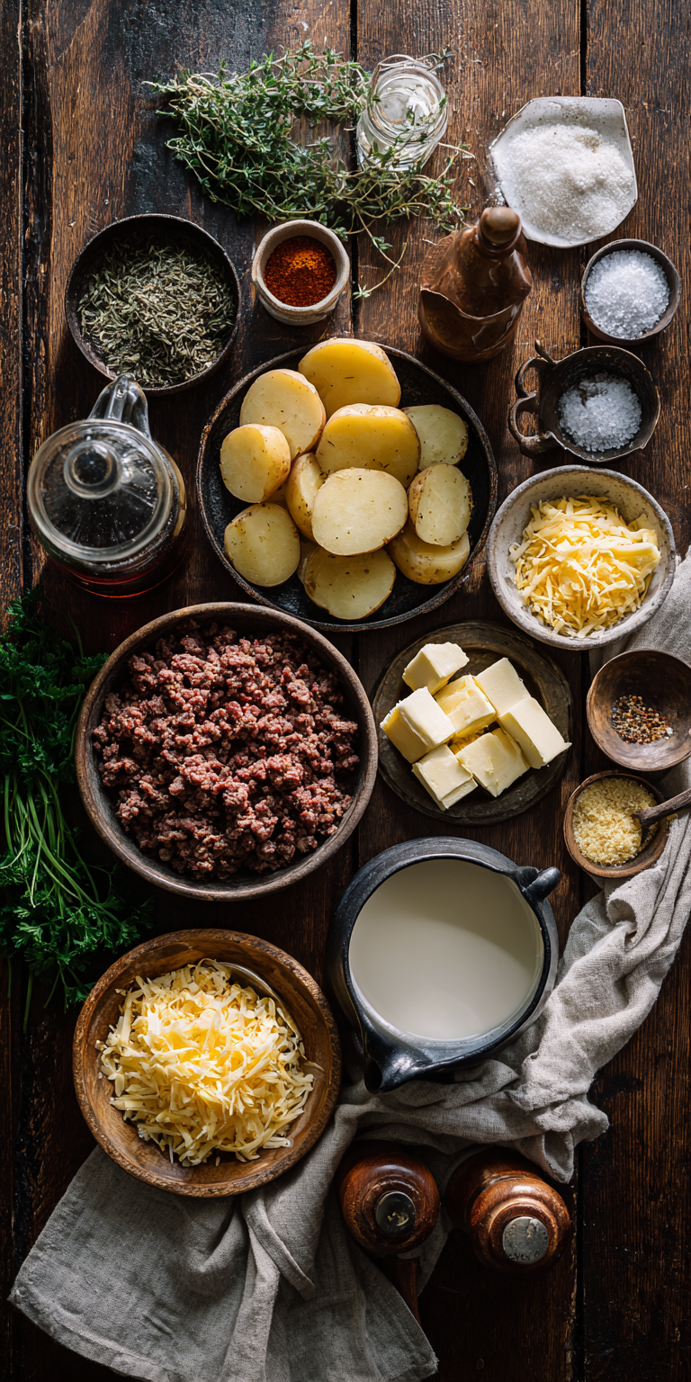 Garlic Butter Ground Beef & Potato Bake – Family Favorite served warm with cozy spices