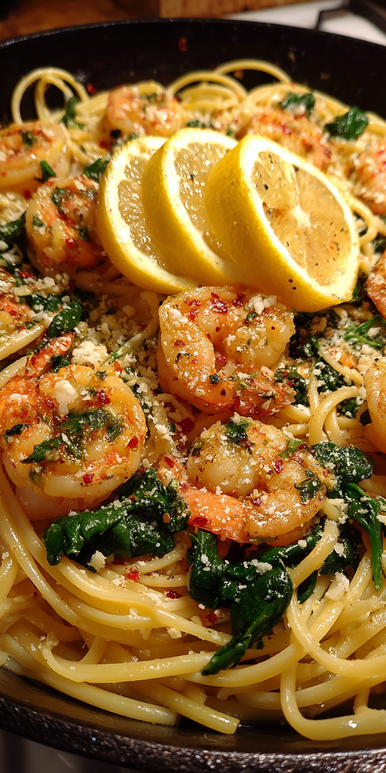Garlic Shrimp Scampi with Spinach – Fast Weeknight Meal served warm with cozy spices