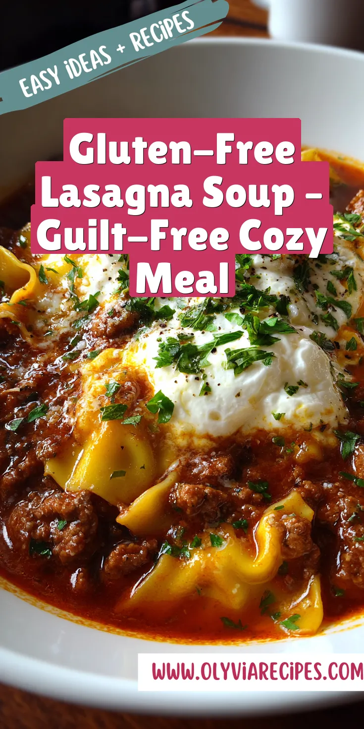 A warm bowl of gluten-free lasagna soup with hearty flavors