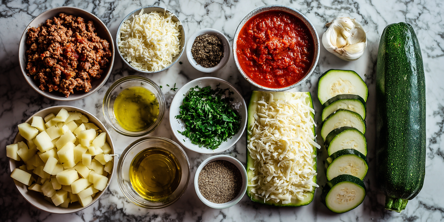 Ground Beef & Potato Stuffed Zucchini – Easy & Hearty served warm with cozy spices