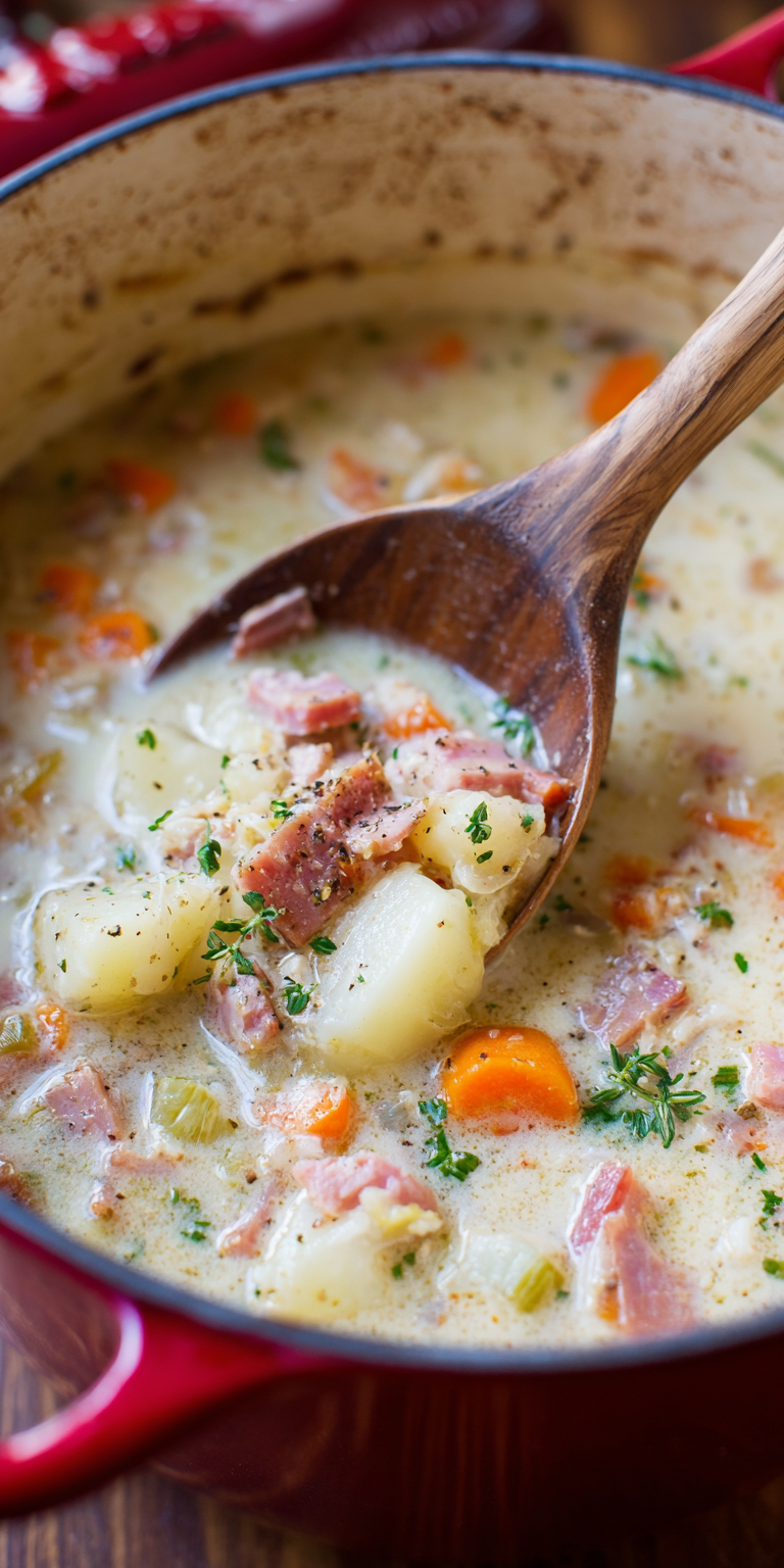 Ham & Potato Soup – Family Dinner Perfect Idea served warm with cozy spices