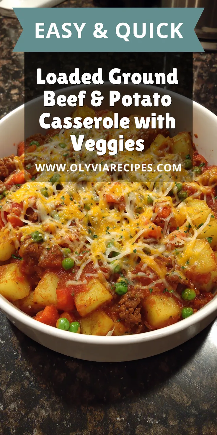 Loaded Ground Beef & Potato Casserole with Veggies served warm with cozy spices