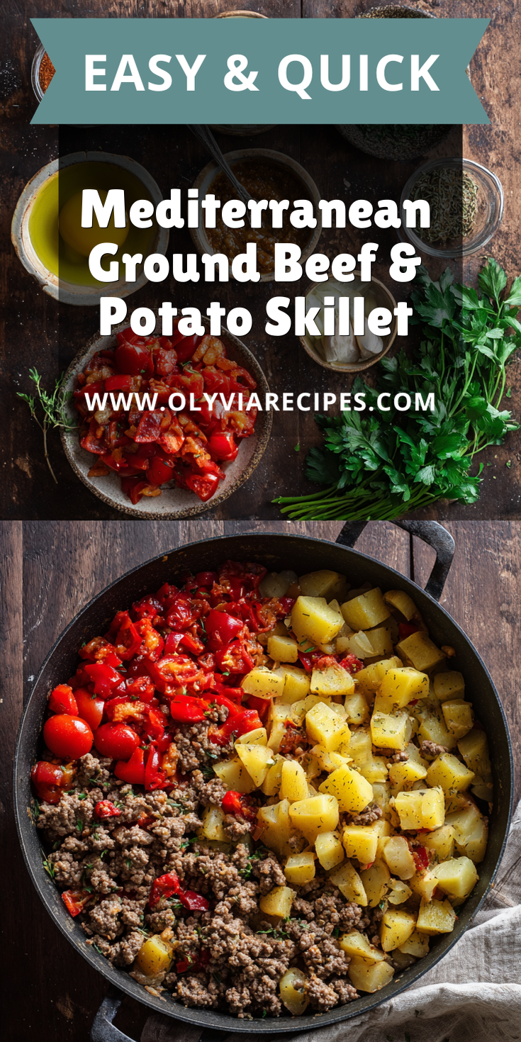 Mediterranean Ground Beef & Potato Skillet served warm with cozy spices