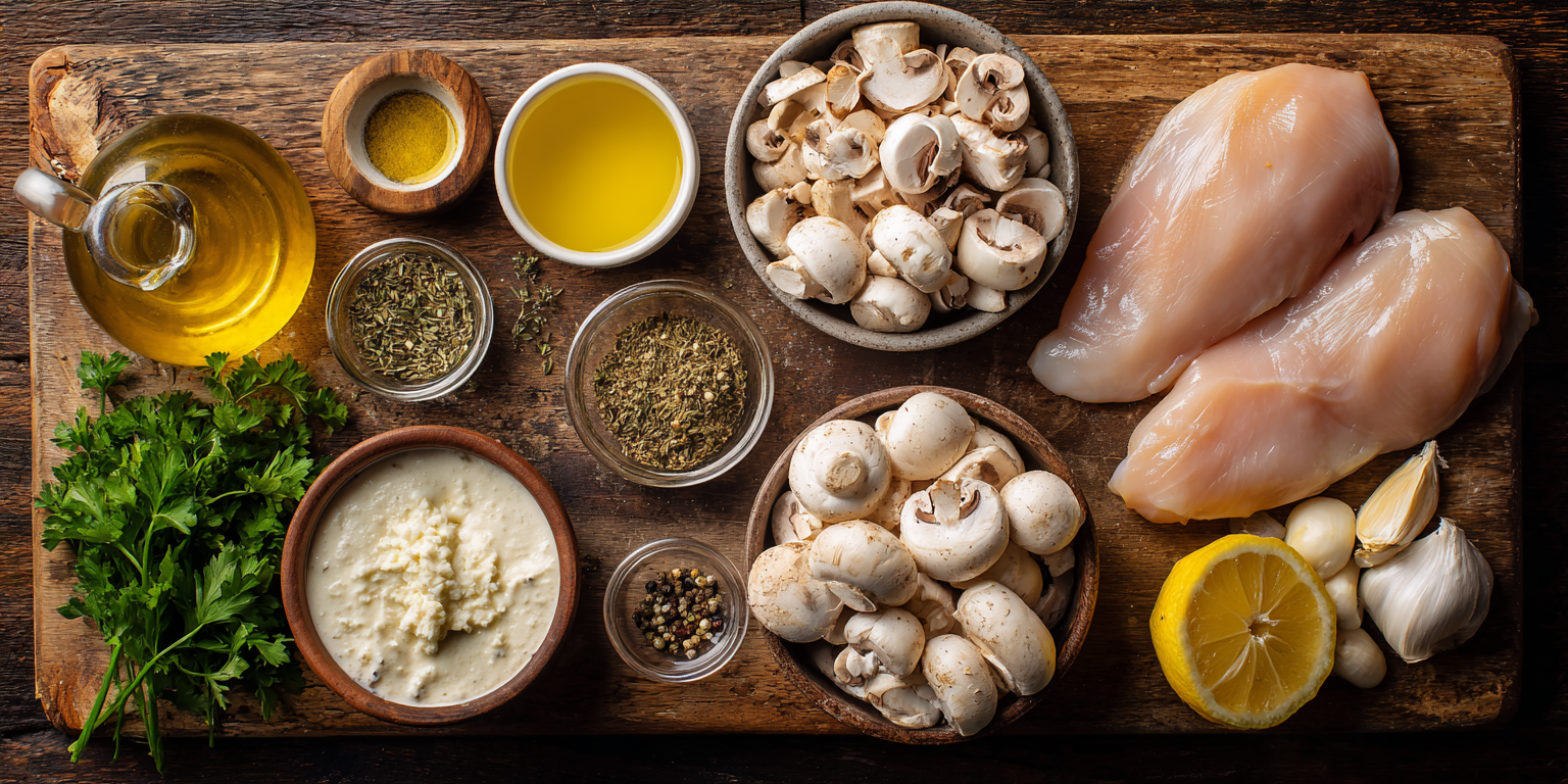 Mushroom Chicken Skillet – Juicy Breasts Savory Flavor served warm with cozy spices