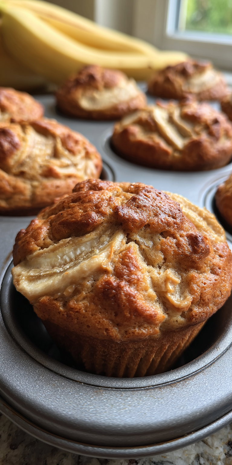 Close-up of peanut butter banana muffin ingredients ready for baking