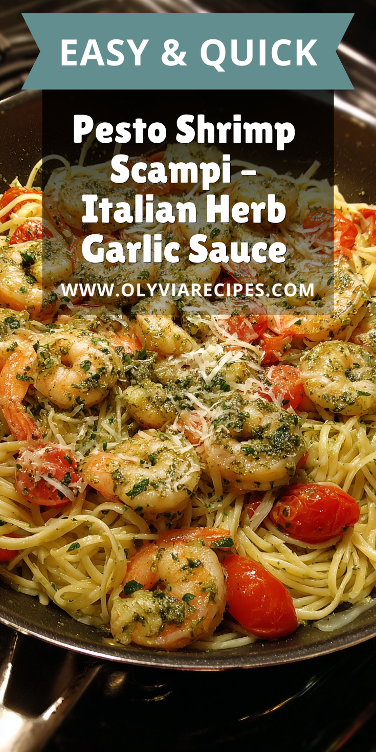 Pesto Shrimp Scampi – Italian Herb Garlic Sauce served warm with cozy spices