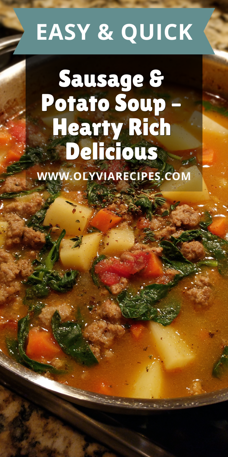 Sausage & Potato Soup – Hearty Rich Delicious served warm with cozy spices