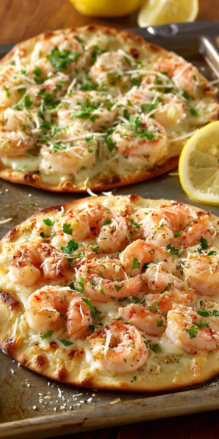 Shrimp Scampi Flatbread Pizza – Quick Dinner Upgrade served warm with cozy spices