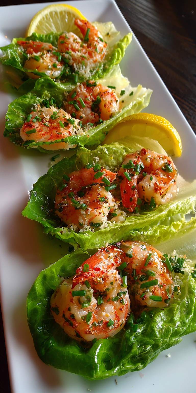 Shrimp Scampi Lettuce Wraps served warm with cozy spices