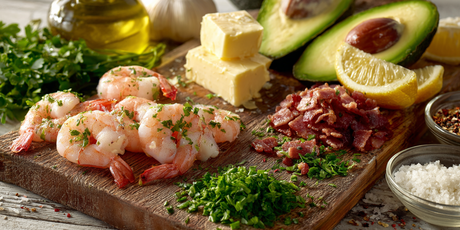 Shrimp Scampi Stuffed Avocados – Keto Low-Carb Recipe served warm with cozy spices