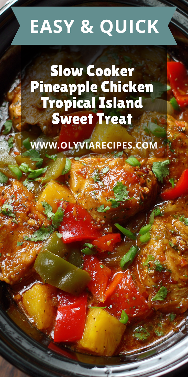 Slow Cooker Pineapple Chicken Tropical Island Sweet Treat served warm with cozy spices
