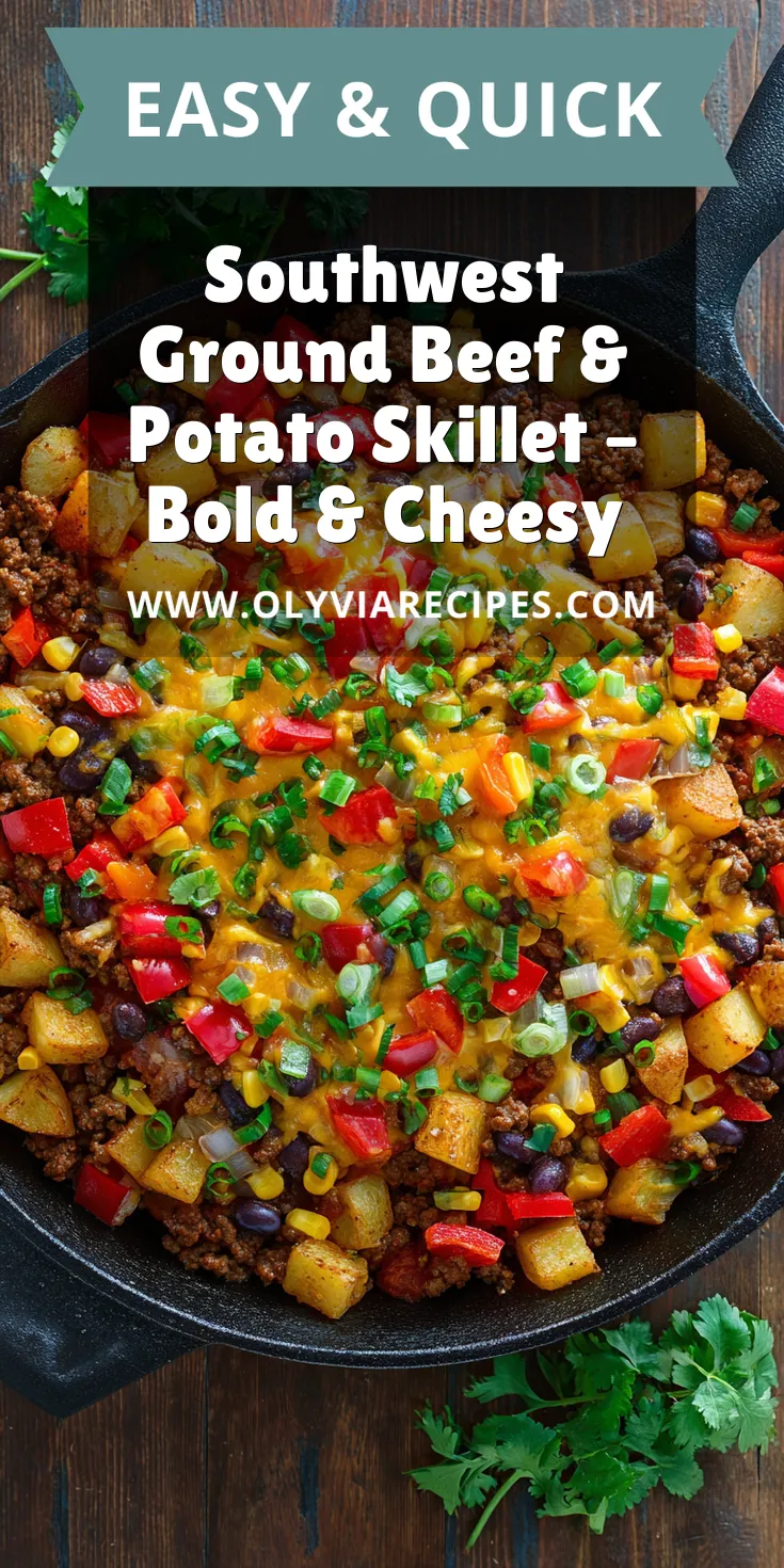 Southwest Ground Beef & Potato Skillet – Bold & Cheesy served warm with cozy spices