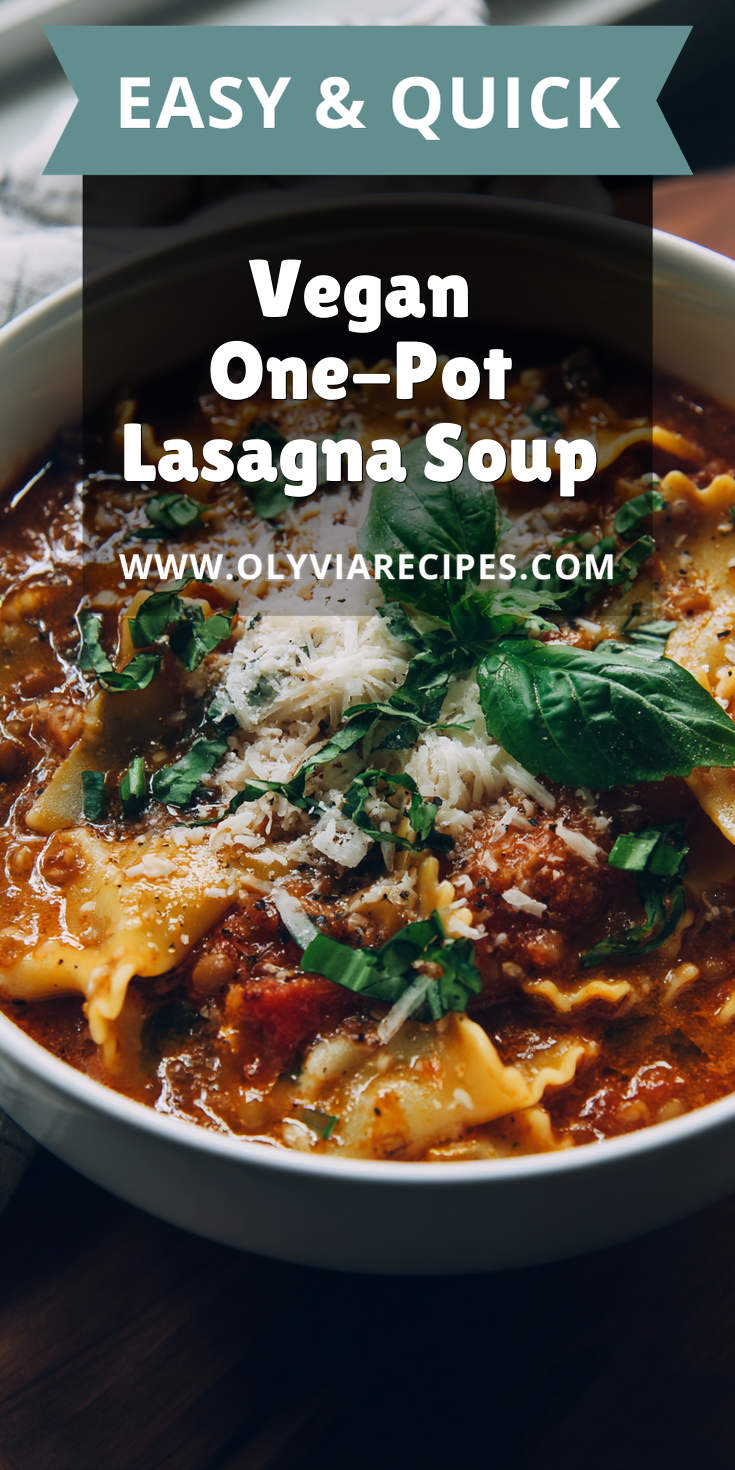 Vegan One-Pot Lasagna Soup served warm with cozy spices