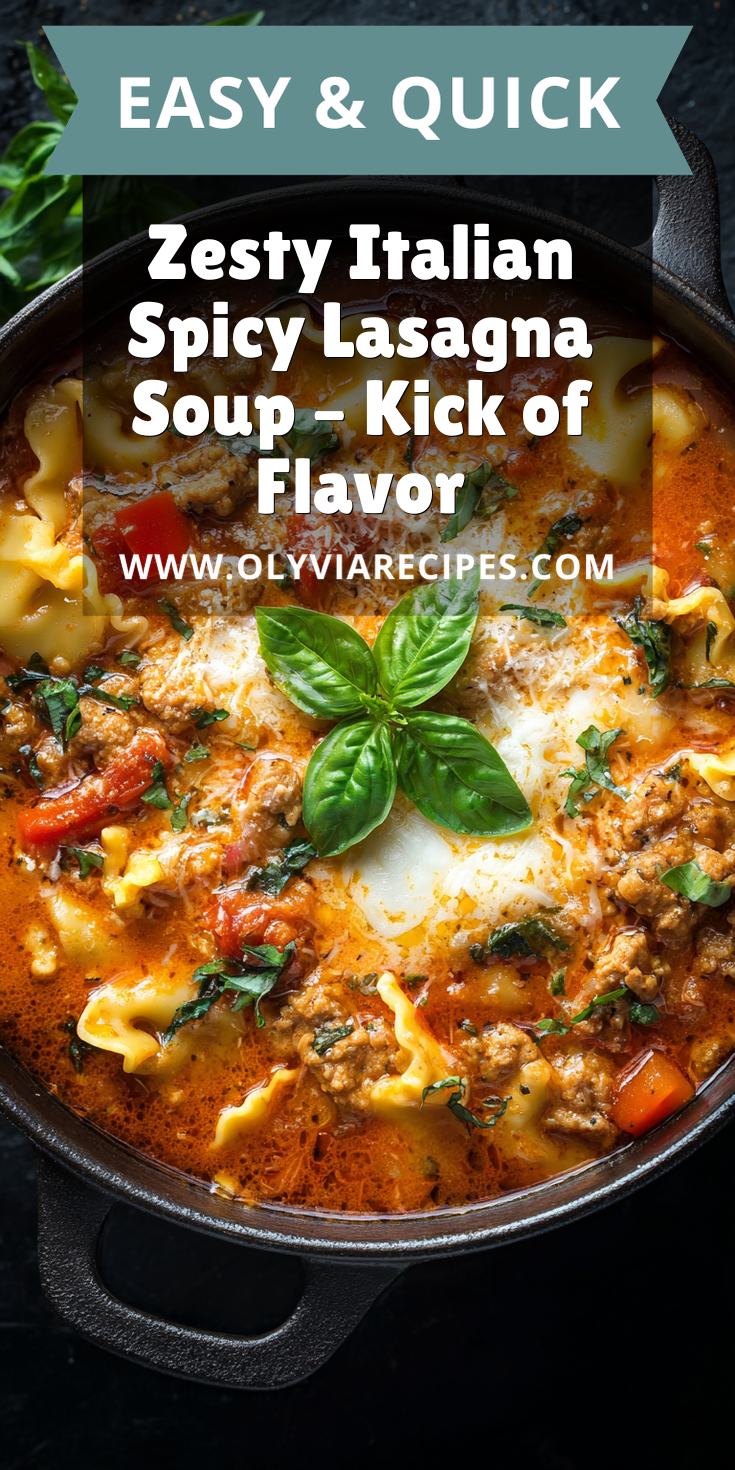 Zesty Italian Spicy Lasagna Soup – Kick of Flavor served warm with cozy spices