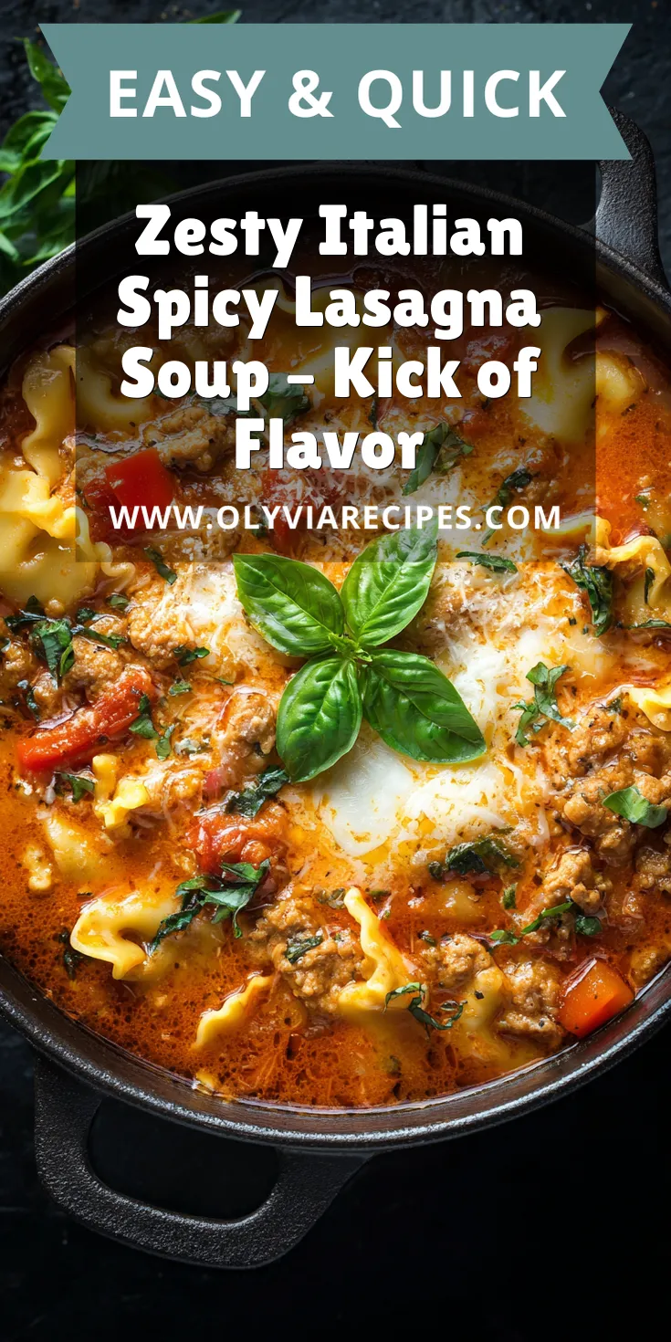 Zesty Italian Spicy Lasagna Soup – Kick of Flavor served warm with cozy spices