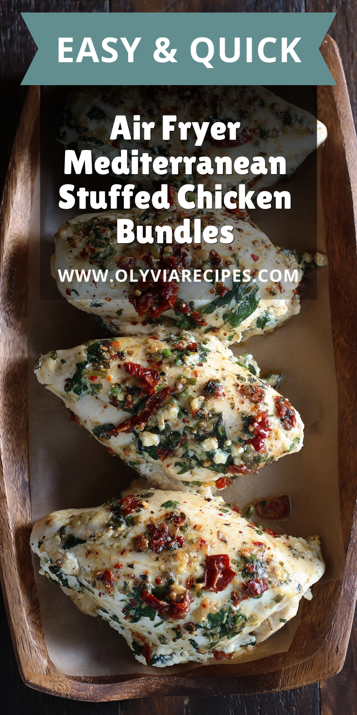 Air Fryer Mediterranean Stuffed Chicken Bundles served warm with cozy spices