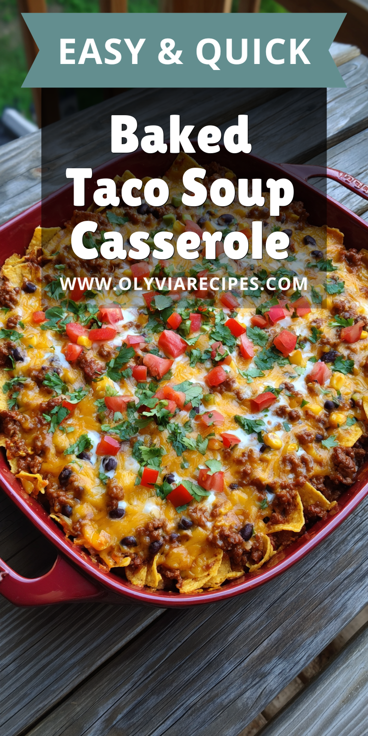 Baked Taco Soup Casserole served warm with cozy spices