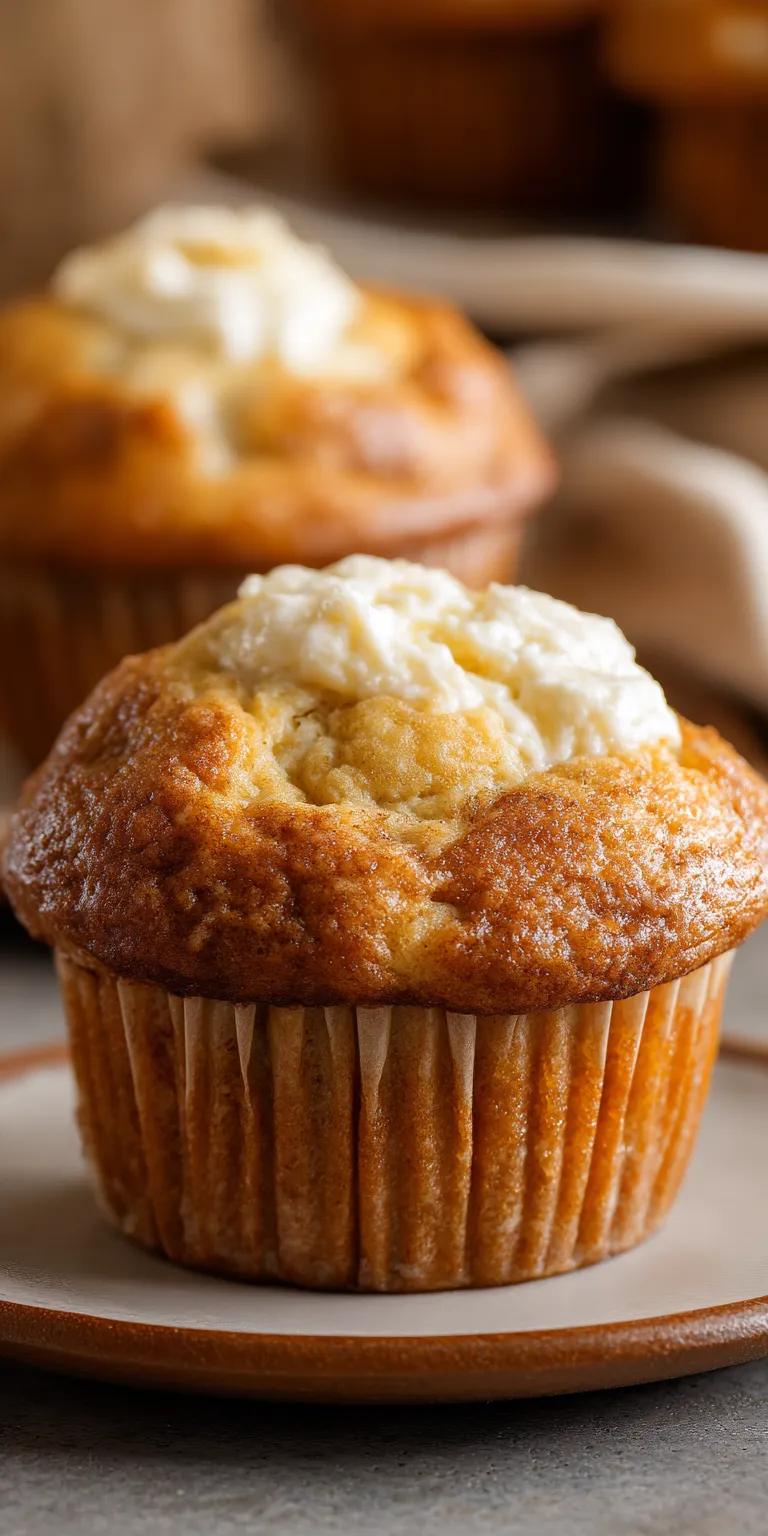 Banana Cheesecake Muffins: A Dreamy Dessert Mashup served warm with cozy spices