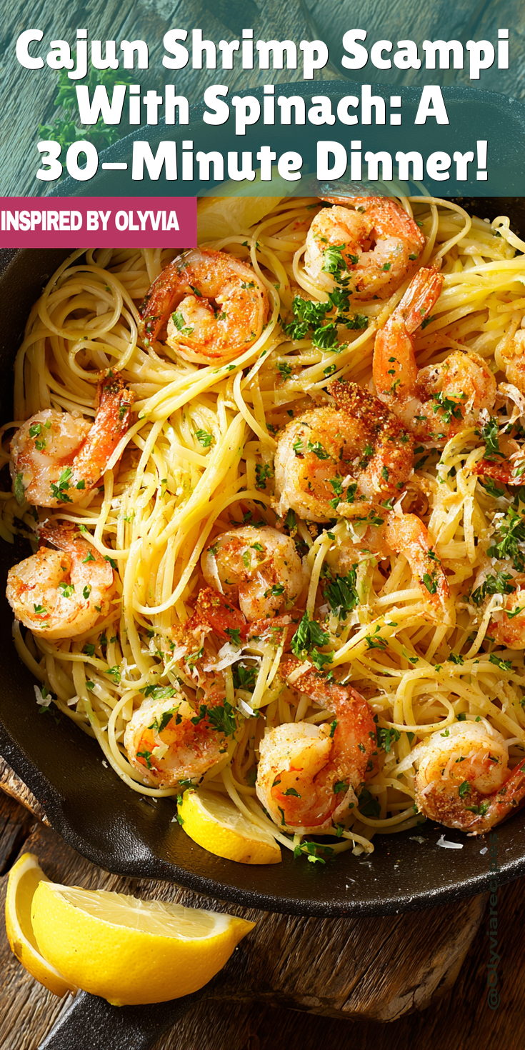 Cajun Shrimp Scampi With Spinach: A 30-Minute Dinner! served warm with cozy spices