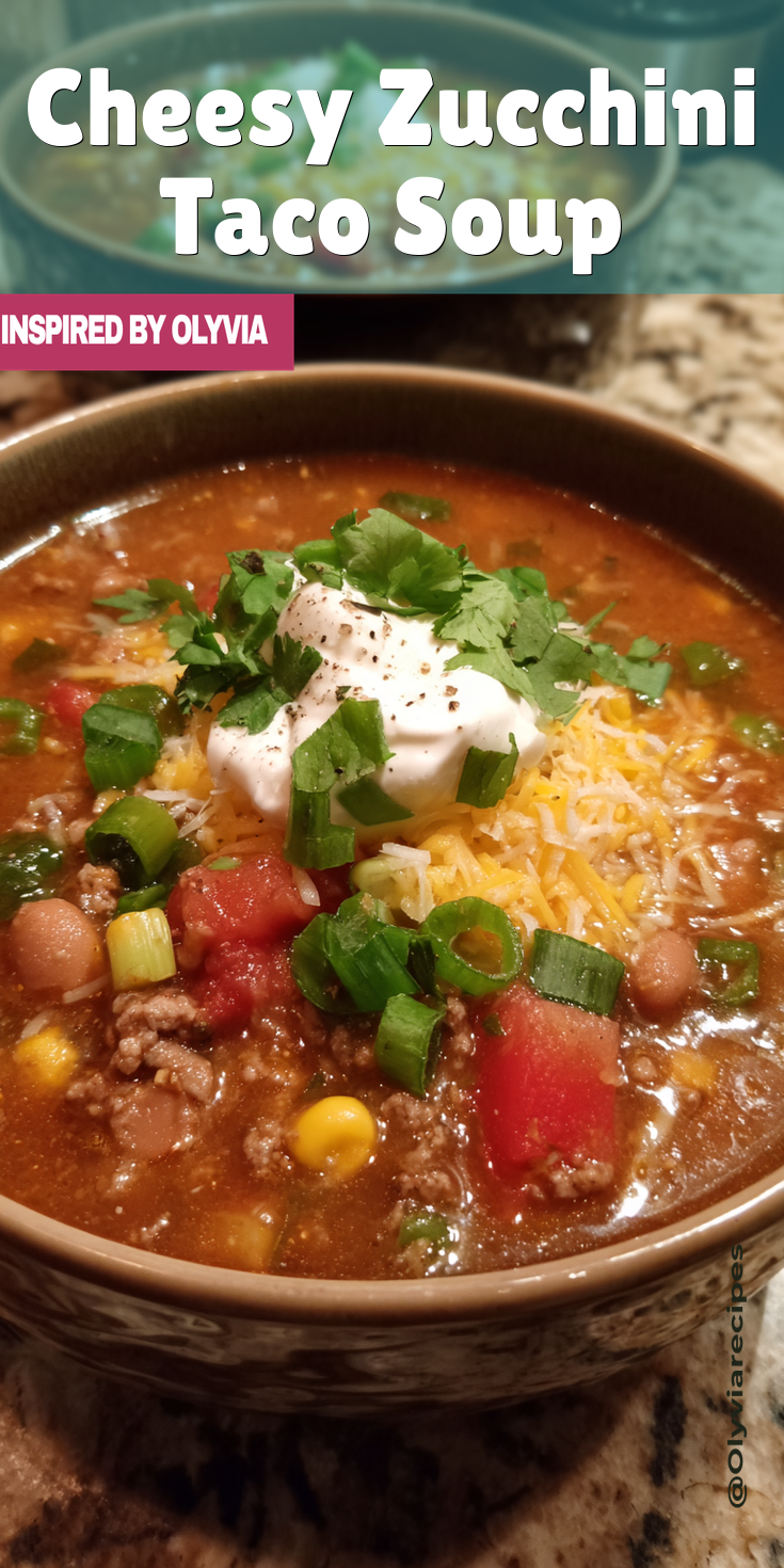 Cheesy Zucchini Taco Soup served warm with cozy spices