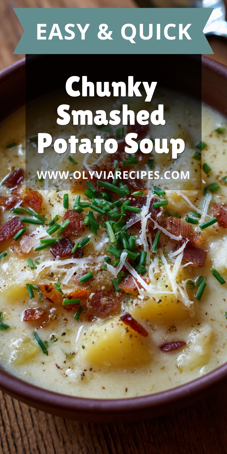 Chunky Smashed Potato Soup served warm with cozy spices