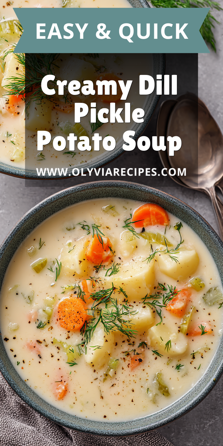 Creamy Dill Pickle Potato Soup served warm with cozy spices