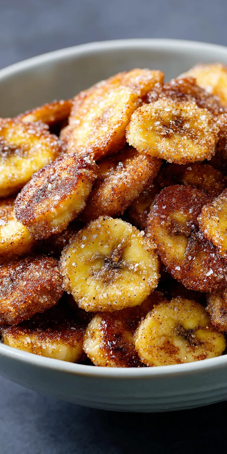 Crispy Cinnamon Sugar Banana Chips in the Air Fryer served warm with cozy spices
