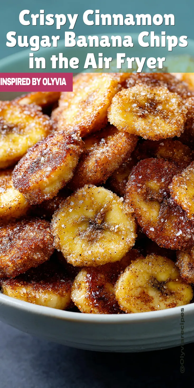 Crispy Cinnamon Sugar Banana Chips in the Air Fryer served warm with cozy spices