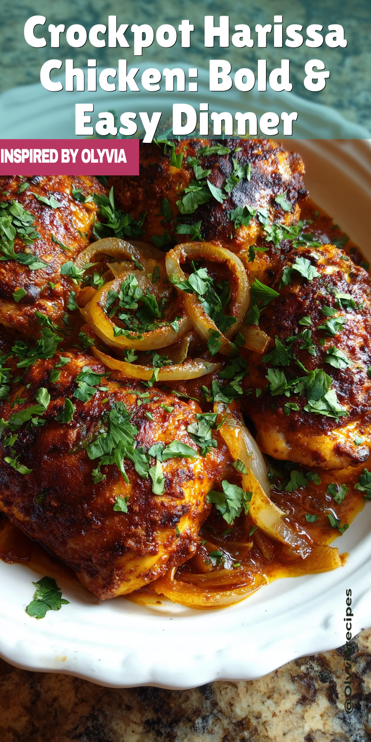 Crockpot Harissa Chicken: Bold & Easy Dinner served warm with cozy spices