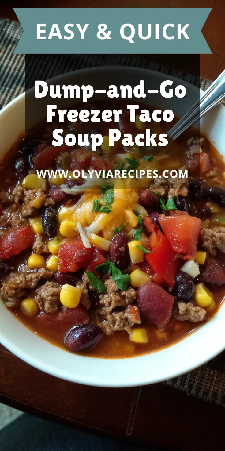 Dump-and-Go Freezer Taco Soup Packs served warm with cozy spices