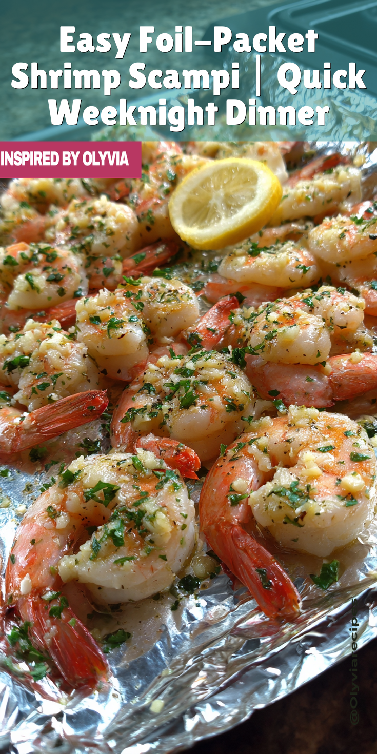 Easy Foil-Packet Shrimp Scampi | Quick Weeknight Dinner served warm with cozy spices