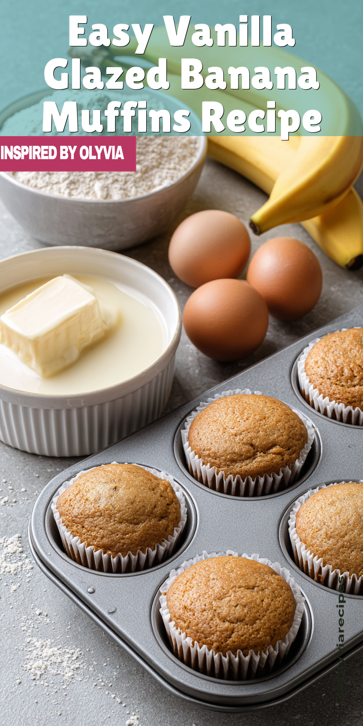 Easy Vanilla Glazed Banana Muffins Recipe served warm with cozy spices