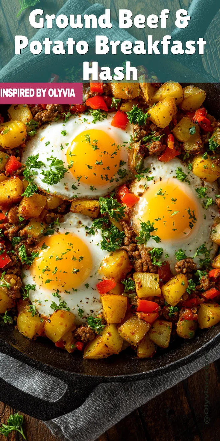 Ground Beef & Potato Breakfast Hash served warm with cozy spices