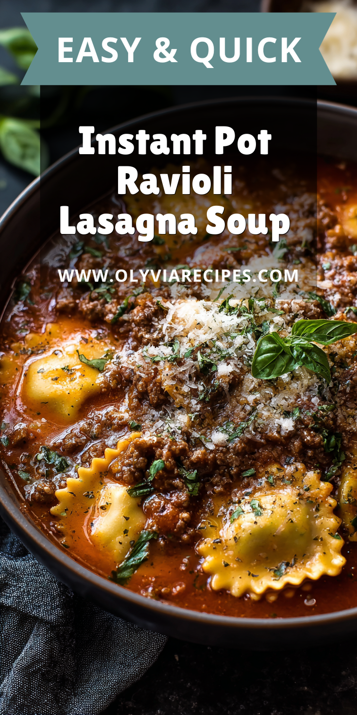 Instant Pot Ravioli Lasagna Soup served warm with cozy spices