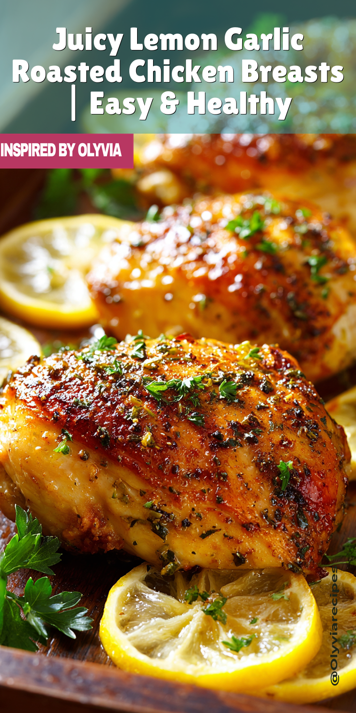 Juicy Lemon Garlic Roasted Chicken Breasts | Easy & Healthy served warm with cozy spices