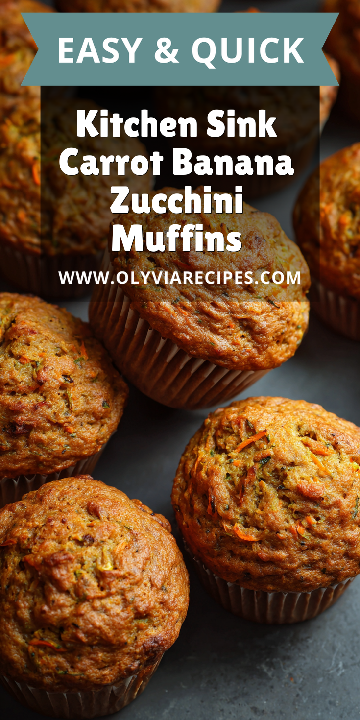 Kitchen Sink Carrot Banana Zucchini Muffins served warm with cozy spices