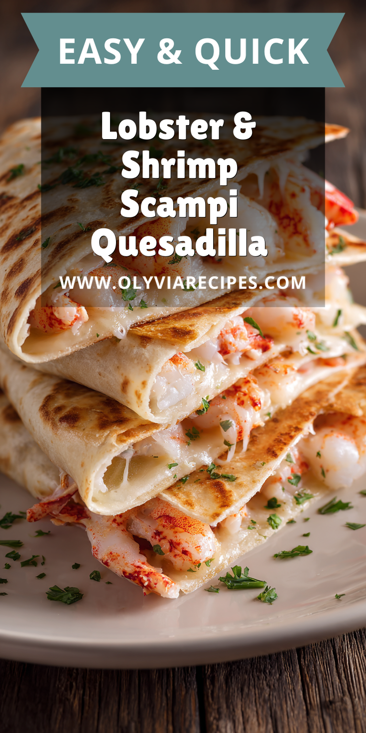 Lobster & Shrimp Scampi Quesadilla served warm with cozy spices