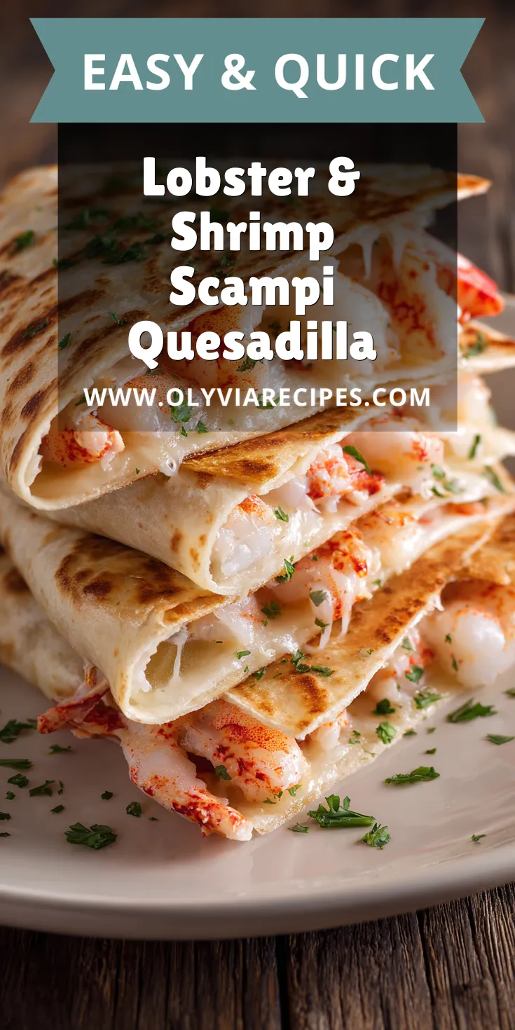 Lobster & Shrimp Scampi Quesadilla served warm with cozy spices