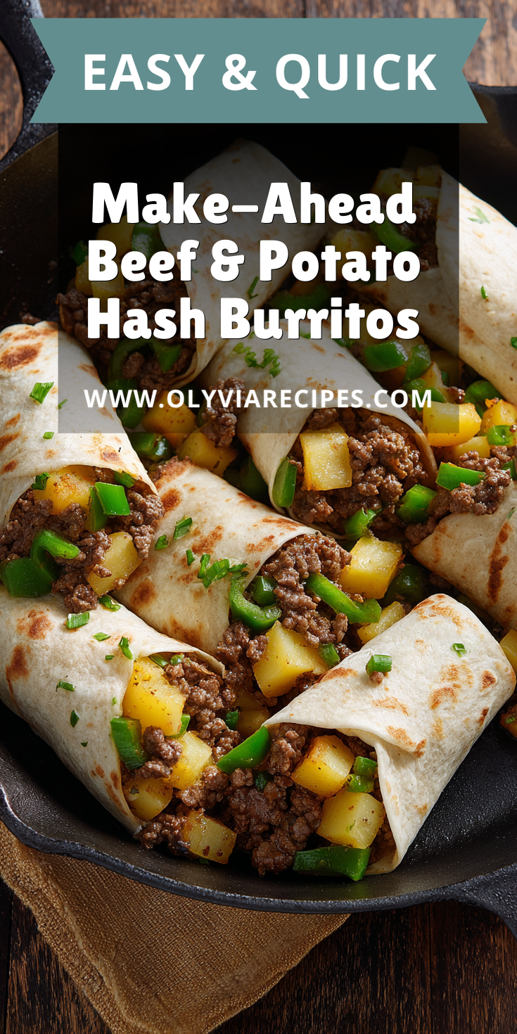 Make-Ahead Beef & Potato Hash Burritos served warm with cozy spices