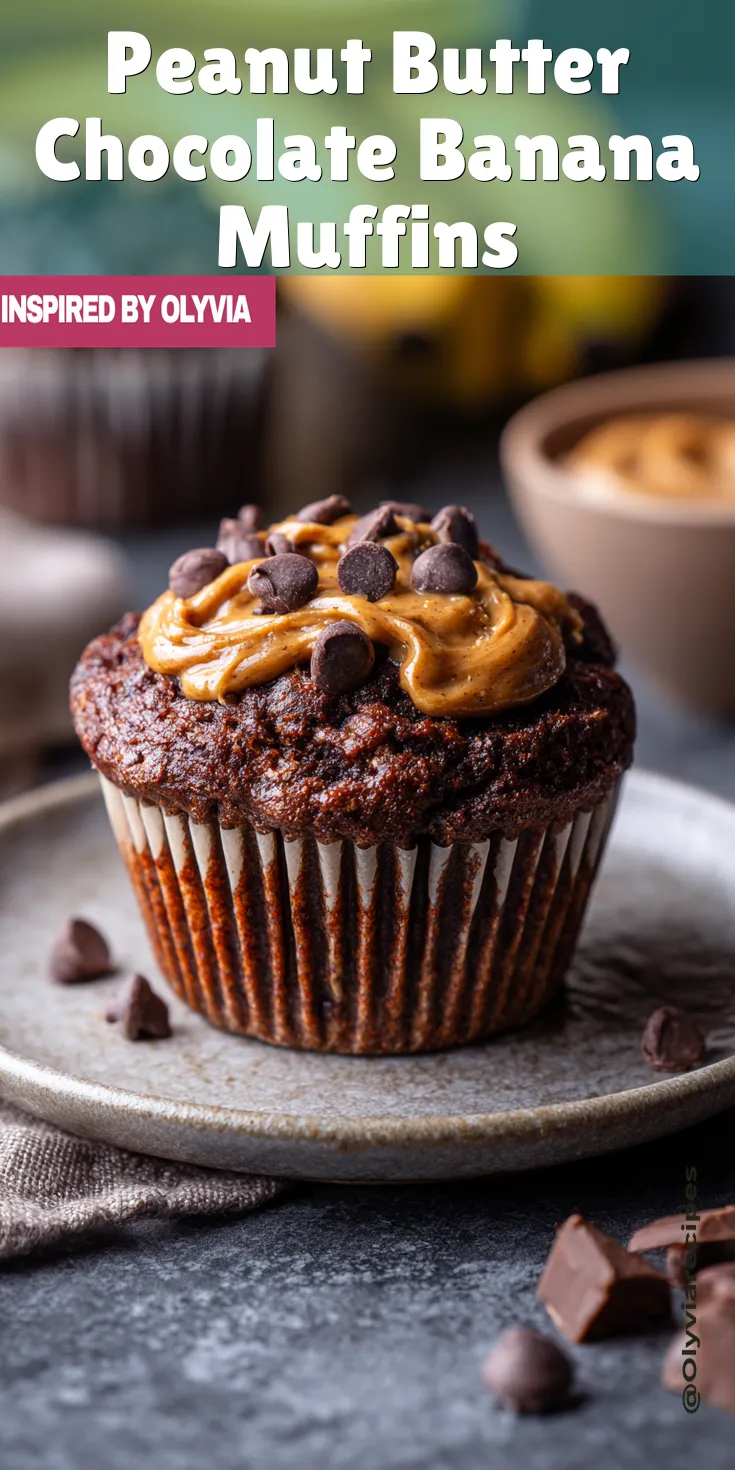 Peanut Butter Chocolate Banana Muffins served warm with cozy spices