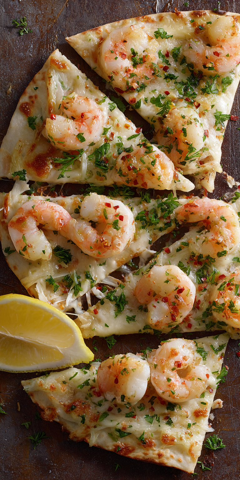 Shrimp Scampi Pizza Quesadillas served warm with cozy spices