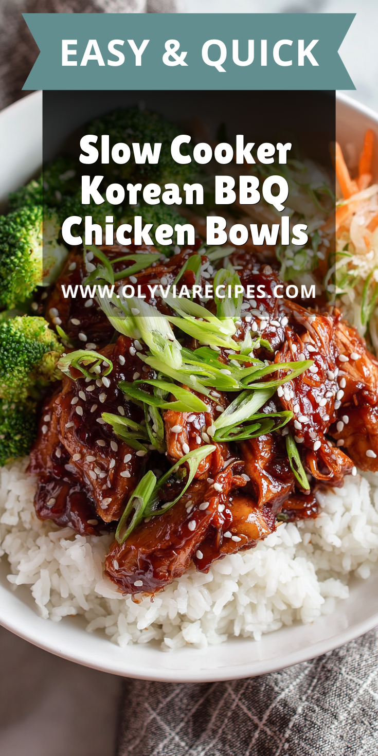 Slow Cooker Korean BBQ Chicken Bowls served warm with cozy spices